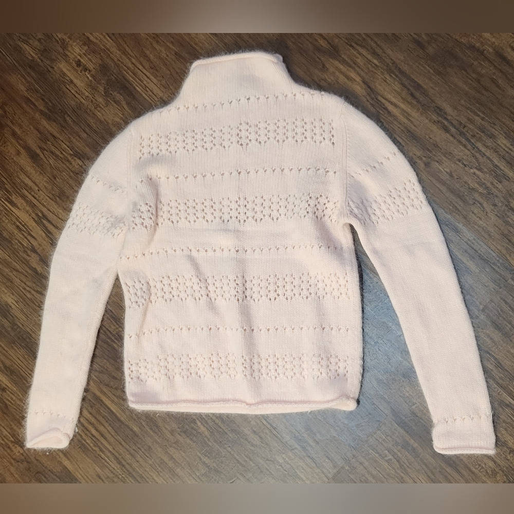 Women's Pandemonium Pink Angora Blend Eyelet Sweater Size Small